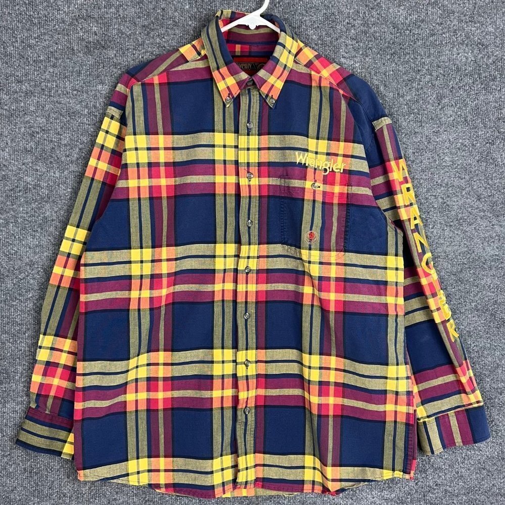 Vintage Twenty X Wrangler‎ spell out logo Western Striped Shirt Cowboy Size XL